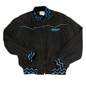 Vintage Clarkfield Outdoors Western Bomber Jacket Black Southwestern XL USA Made
